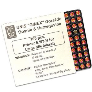 Unis "Ginex" Large Rifle (Brass Cup) Primers 5,5/3-N UGLRP (100 ct)