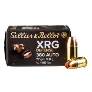 Sellier & Bellot XRG Defense .380 ACP Ammo 25 Rounds Copper HP 77 Grain